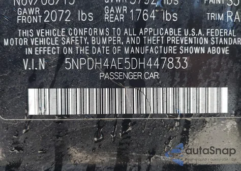 2013 Hyundai Elantra Limited z USA, uszkodzony, nr VIN 5NPDH4AE5DH447833